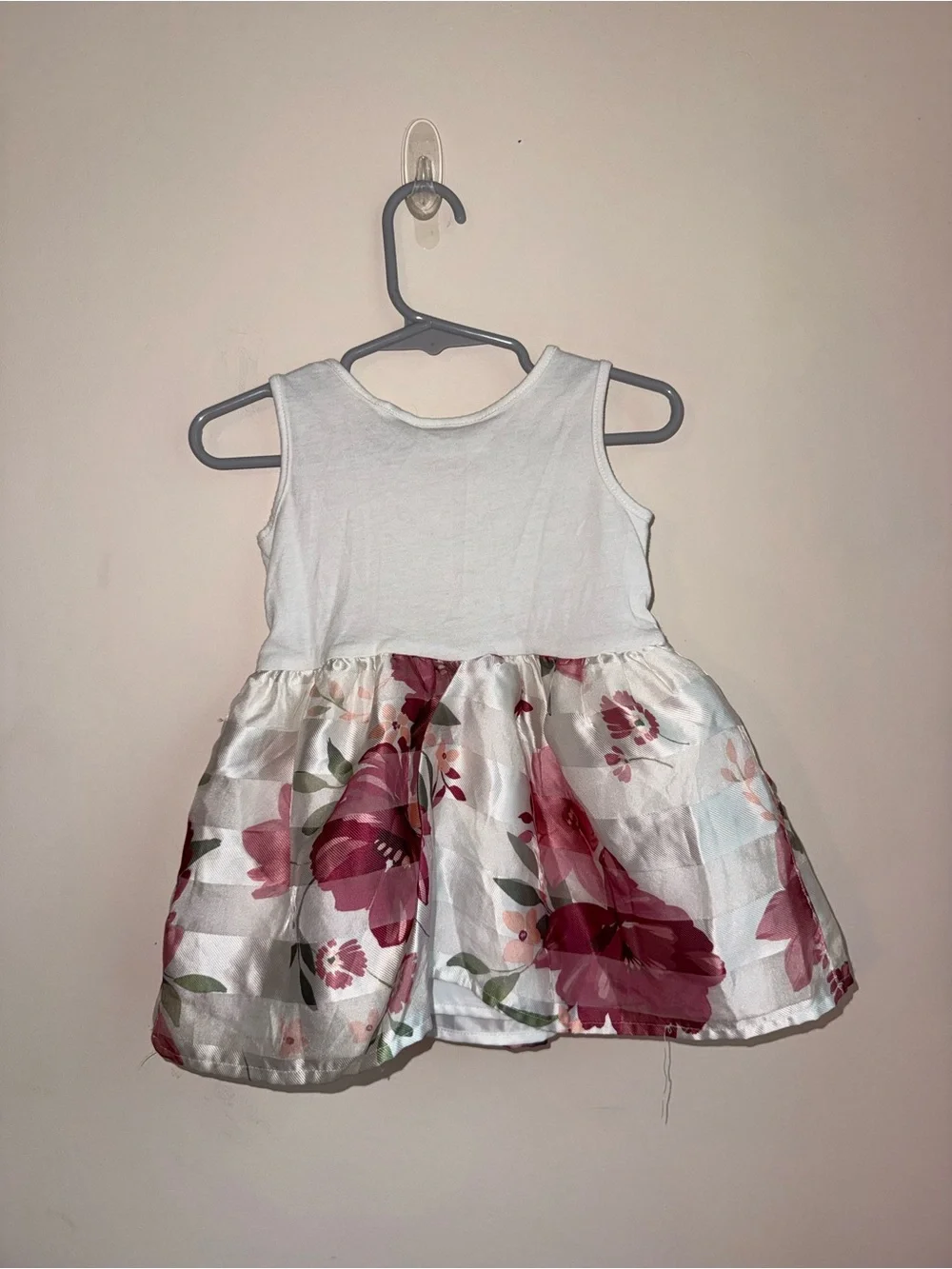The Children's Place White Floral Satin Party Dress with Pink Flowers - Picture 3 of 3